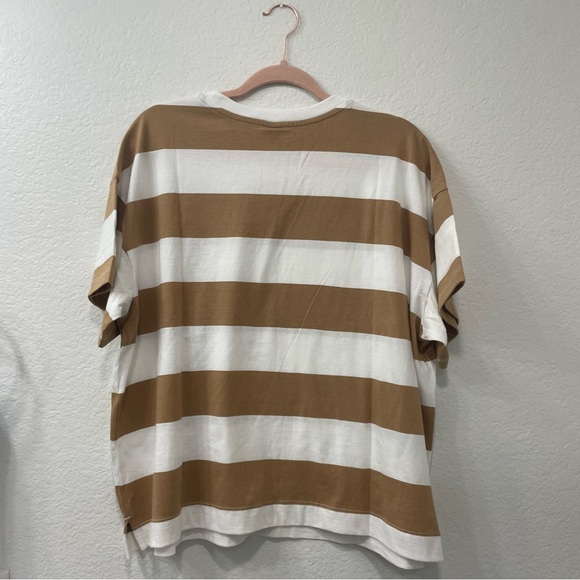 Old Navy Brown and White Striped Short Sleeve Tee - Picture 5 of 6
